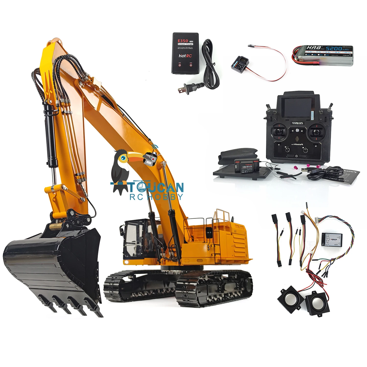 Lesu 1/14 Carter 374 Cat 374f Hydraulic Metal Rc Excavator Rtr Painted