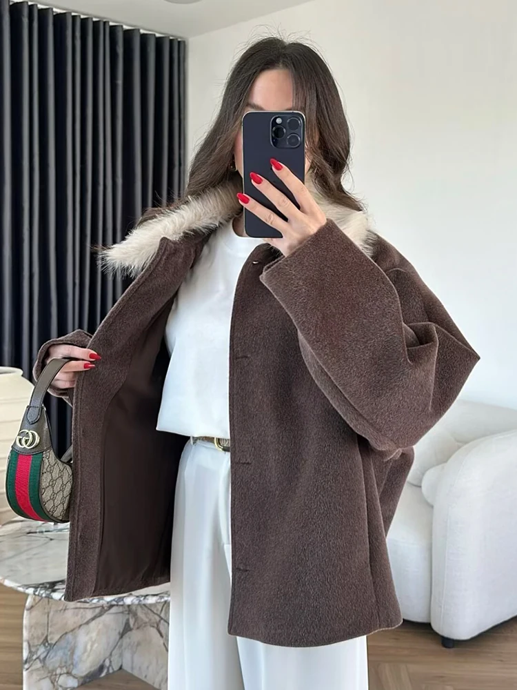 Women's Coat 2025 Autumn Winter Fashion Long-Sleeve Faux Fur Collar Simple Jacket Casual Fashion Versatile New Outerwears ﻿
