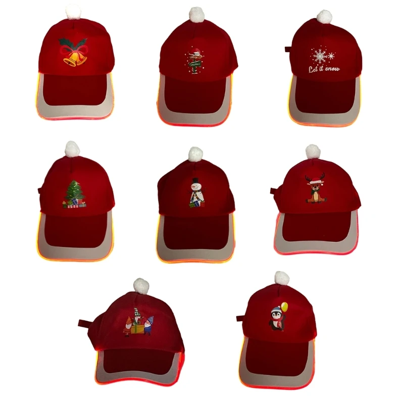 

Glitter LED Glowing Baseball Cap Festival Cartoon Pattern Hat for Adult Teens