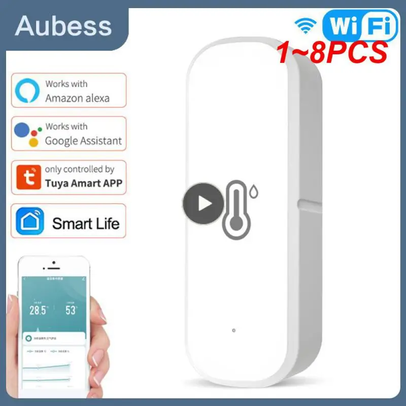 

1~8PCS Tuya WiFi/ZigBee Smart Temperature Humidity Sensor Smart Home Temperature Sensors Works With Alexa Assistant Smart