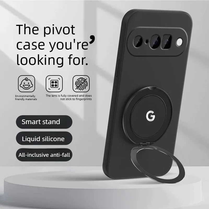Premium Liquid Silicone Case with Rotating Bracket - Anti-drop Cover and Enhanced Skin Feel