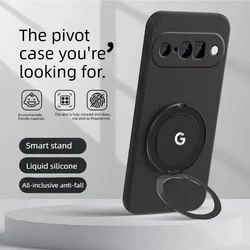 Premium Liquid Silicone Case with Rotating Bracket - Anti - drop Cover and Enhanced Skin Feel - Google Pixel 11 Pro XL (Black)