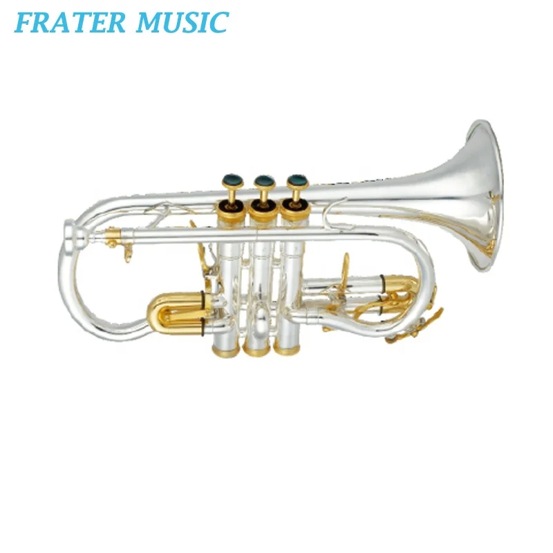 Good Quality Japanese Style Silver Plated / Gold Lacquer / Nickel Plated Yellow Brass Bell Eb Tone Piston Cornet (JCR-240)