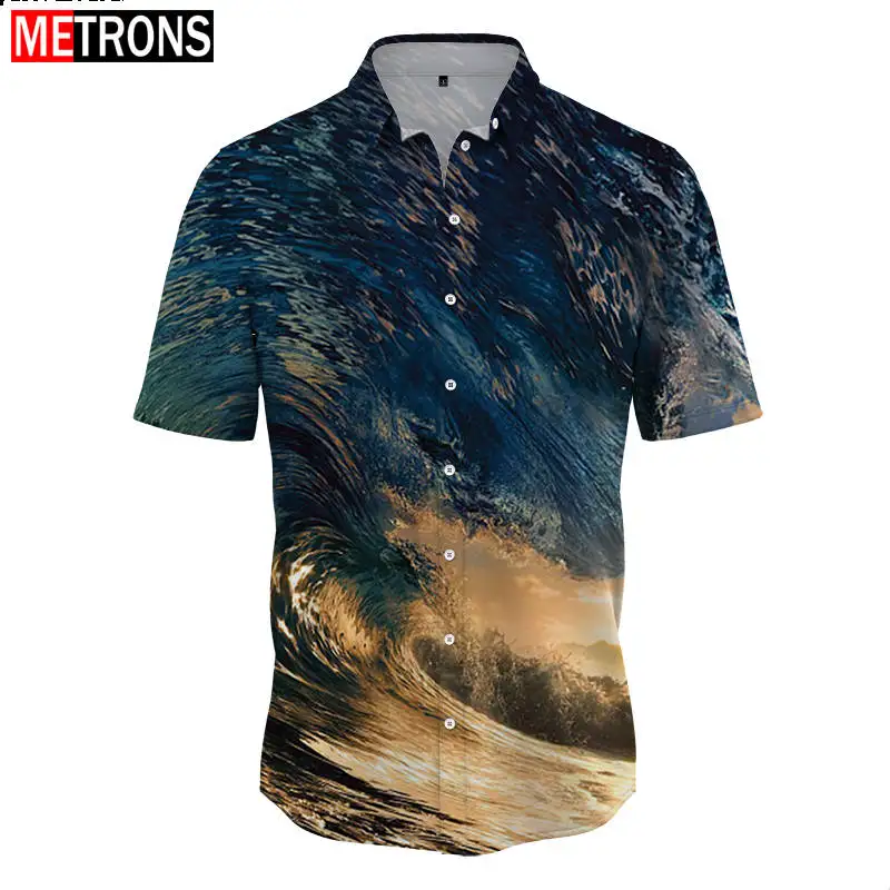 

Men's Shirt Vintage Button Summer Short Top Beach Beach Hawaiian Style Beach Tourism Street Fashion 3D Digital Print Clothing