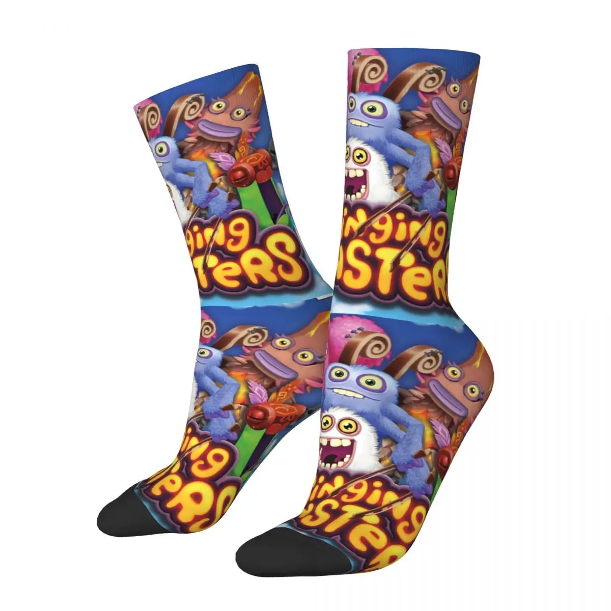 Casual My Singing Monsters Cartoon Skateboard Socks Gioco Calzini Lunghi In Poliestere Per Donna Uomo Traspirante