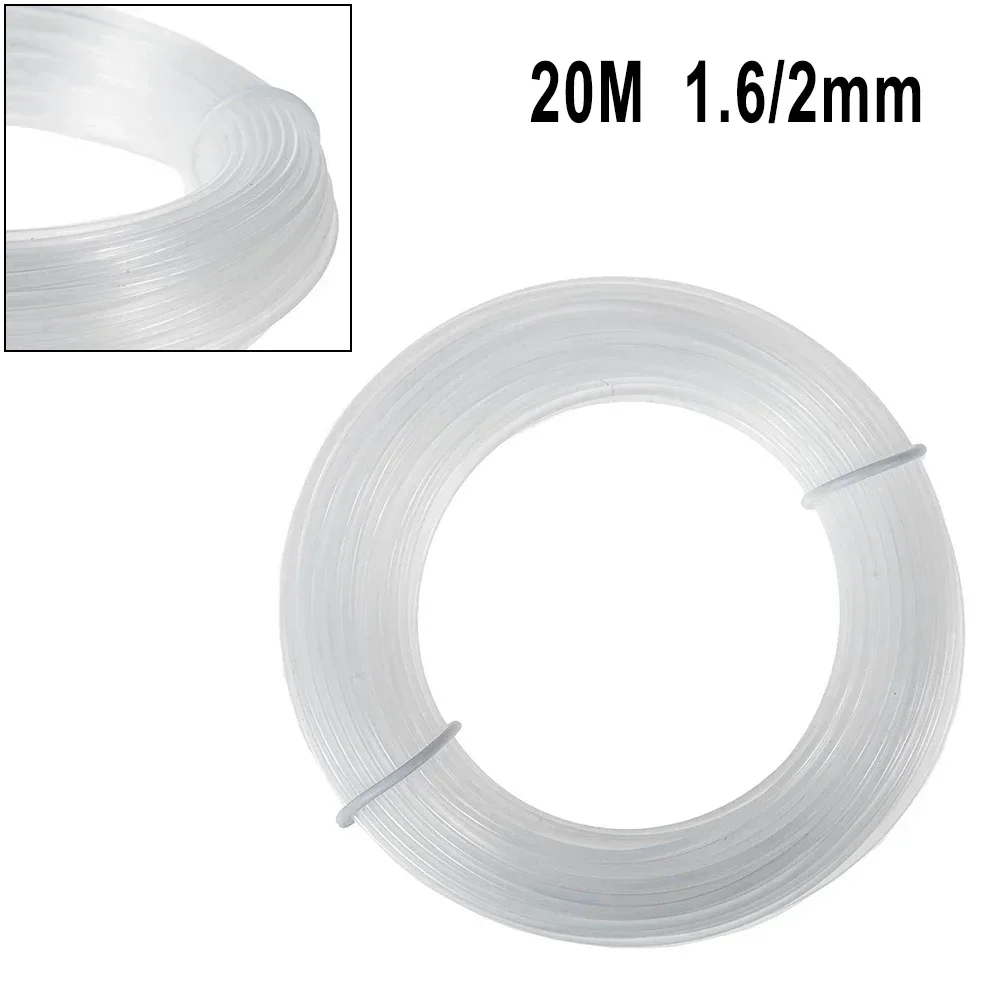20M Lawn Trimmer Thread Replacement Trimmer Cord 1.6/2.0mm White Nylon Grass Trimmer Mower Line Garden Tool Accessories