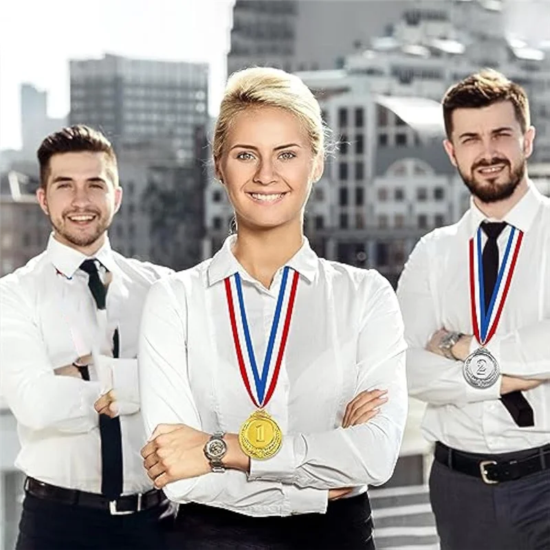 A45G-3 Medals, Gold, Silver, Bronze, Winners Medal With Ribbon 1St 2Nd 3Rd Children Metal Medal, Style Winners Medal