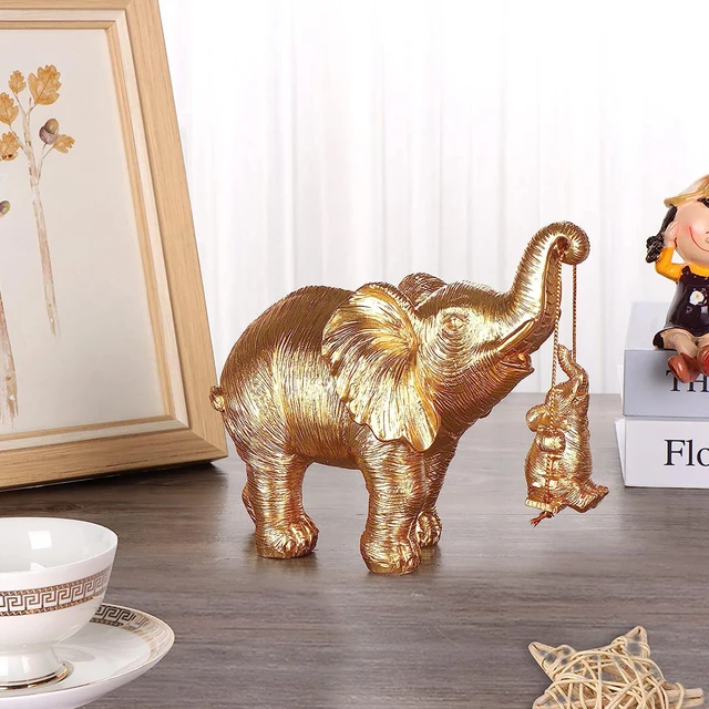Elephant Statue. Gold Elephant Decor Brings Good Luck, Health, Strength. Elephant  Gifts for Women, Mom Gifts. Decorations - AliExpress