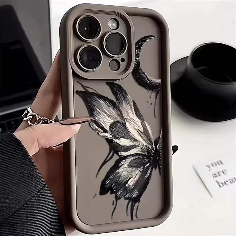 Art Oil Painting Butterfly Soft Case for IPhone 14 13 12 11 Pro 7 8 Plus Se 2020 X XR XS Max Cover for IPhone 15 Pro Max Cases