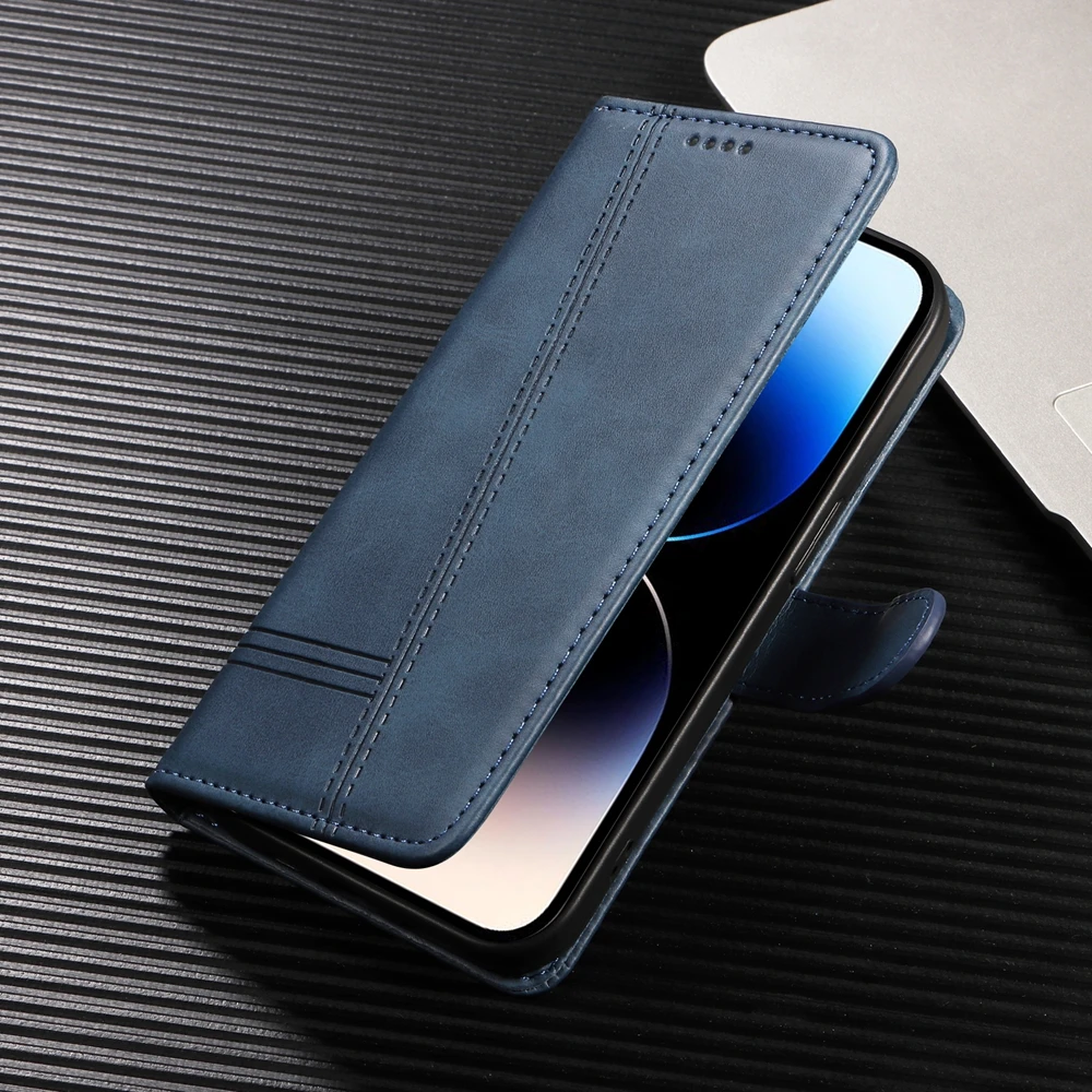 Premium Magnetic Leather Wallet Case with Card Slots - Protective Cover