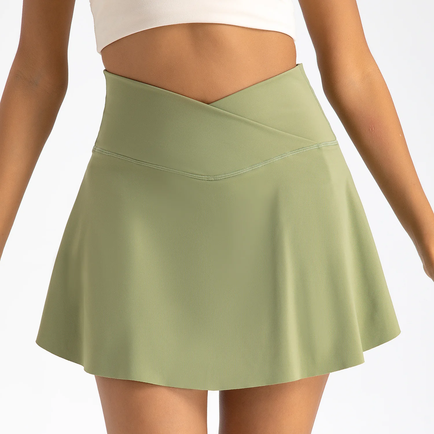 Women Pleated Tennis Skirt with Pockets Shorts Athletic Skirts Crossover High Waisted Gym Golf Skorts Workout Sports Skirts