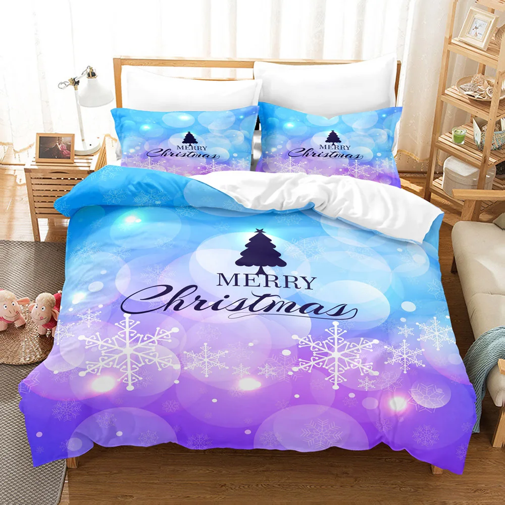 

Merry Christmas Bedding Set Queen King Full Size Bedroom Decor Santa Claus Quilt Cover Pillowcase 2_3 Pcs Bed Linen Home Textile