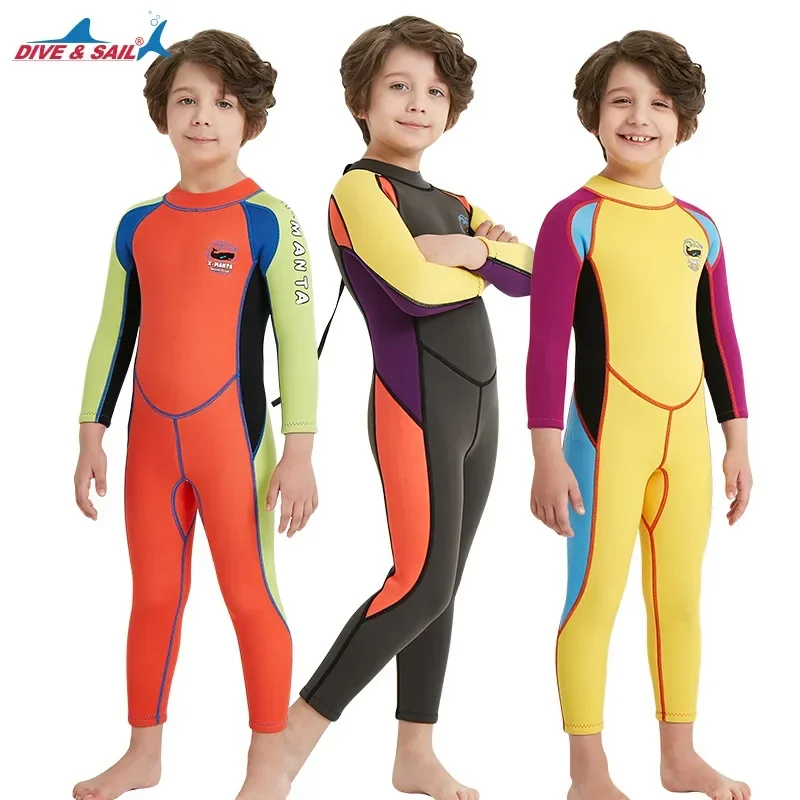 2.5MM Neoprene Girls Boys Wetsuit Diving Suit Swimsuit Short Long Sleeve Surfing Jellyfish Clothing Swimwear for Cold Water 3
