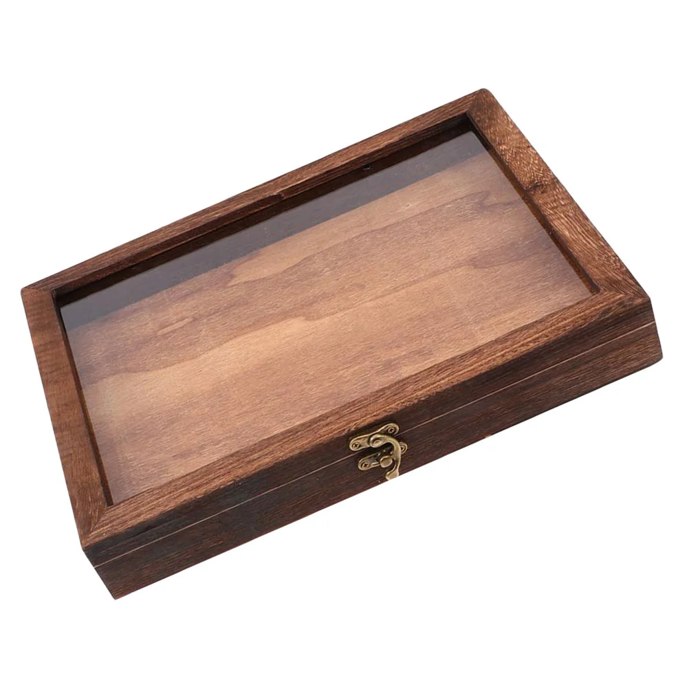 

Wooden Specimen Box Jewelry Organizing Box Portable Postcard Box With Glass Lid