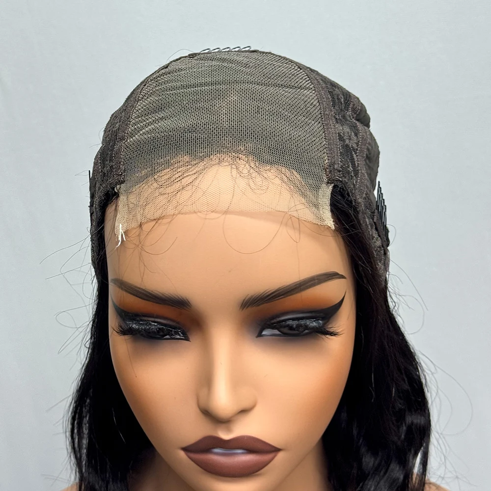 230% Density Body Wave Big Wavy Curly Human Hair Wig 12 Inches 12A Hair 4x4 Transparent Lace Front Human Hair Wig Full End