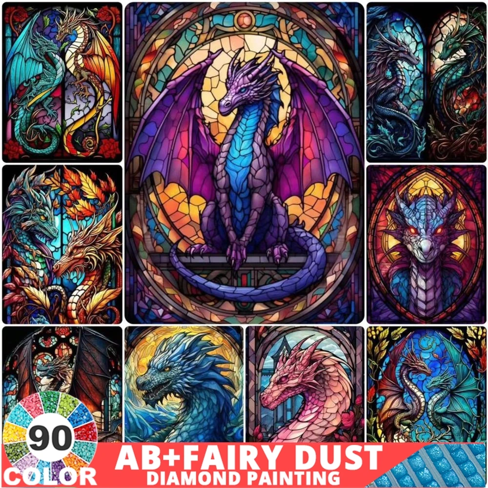 

Набор для творчества «дракон», картина из разноцветного стекла в готическом стиле, с изображением Феи пыли, Набор для творчества, подарочное украшение для дома, 90 цветов
