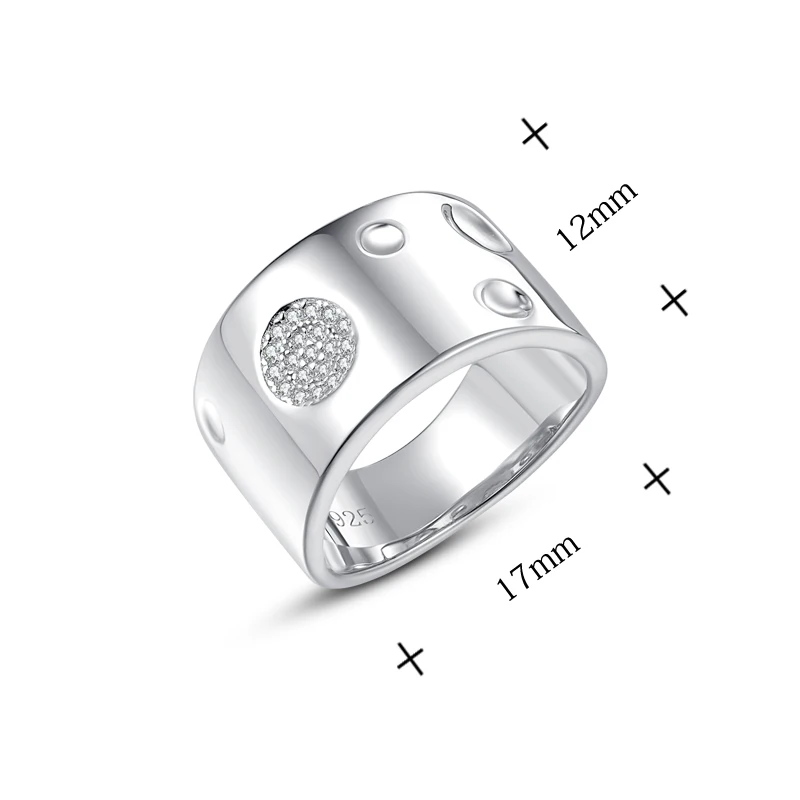 Silver Zircon Wide Ring