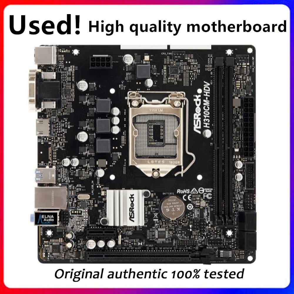 

For ASRock H310CM-HDV Original Used Desktop Intel H310 H310M DDR4 Motherboard LGA 1151 i7/i5/i3 USB3.0 SATA3