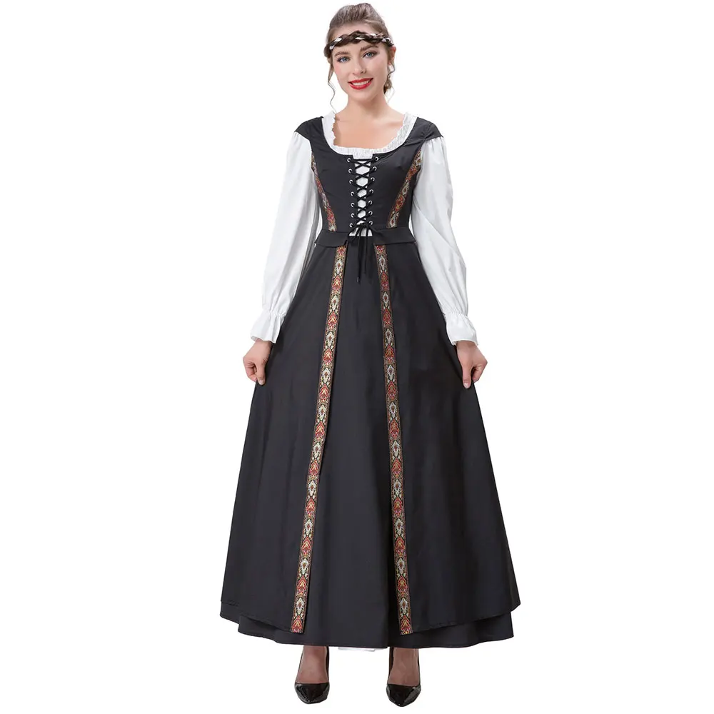 

Halloween Sexy European Medieval Retro Court Queen Cosplay Costume Stage Performance Renaissance Elegant Princress Fancy Dress