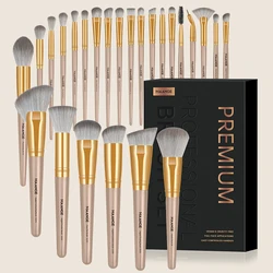 Deluxe 25-Piece Makeup Brush Set for Flawless Face & Eye Beauty (Gold)