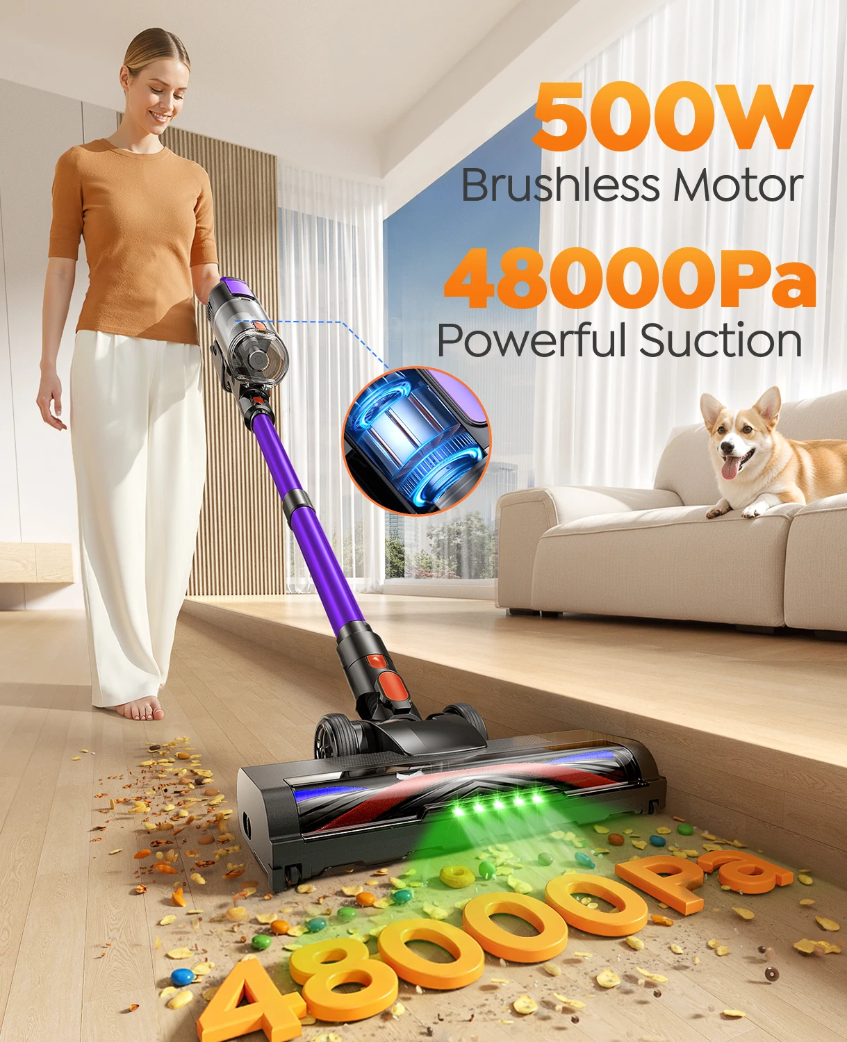 Odkurzacz pionowy BUTURE 48Kpa 500W z Polski za $60.69 / ~235zł