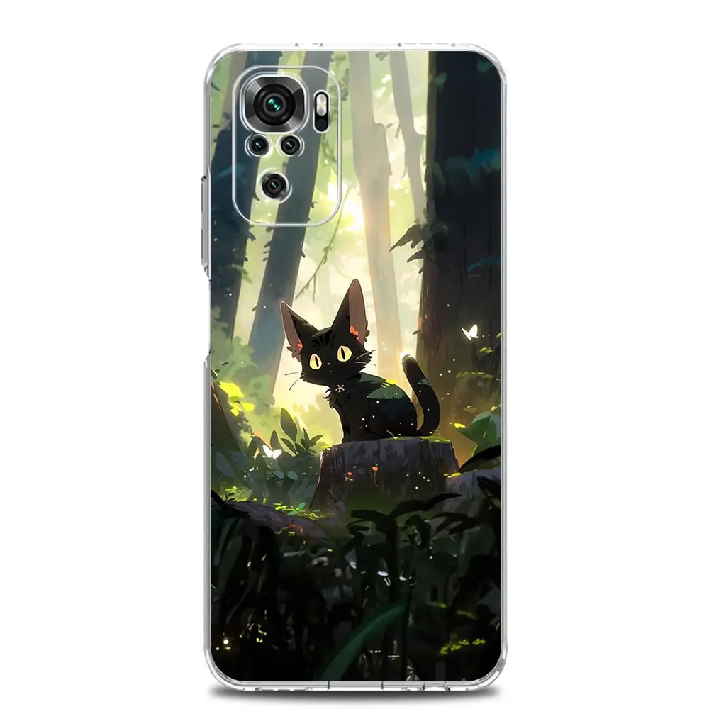Artistic Black Cat Starry Night Phone Case Cover