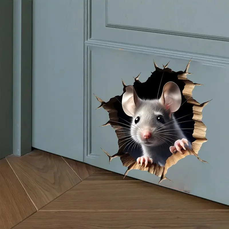 3D Mouse Toilet Wall Stickers Vinyl Stickers For Home Cabinet Door Refrigerator Car Decoration Art Wallpaper