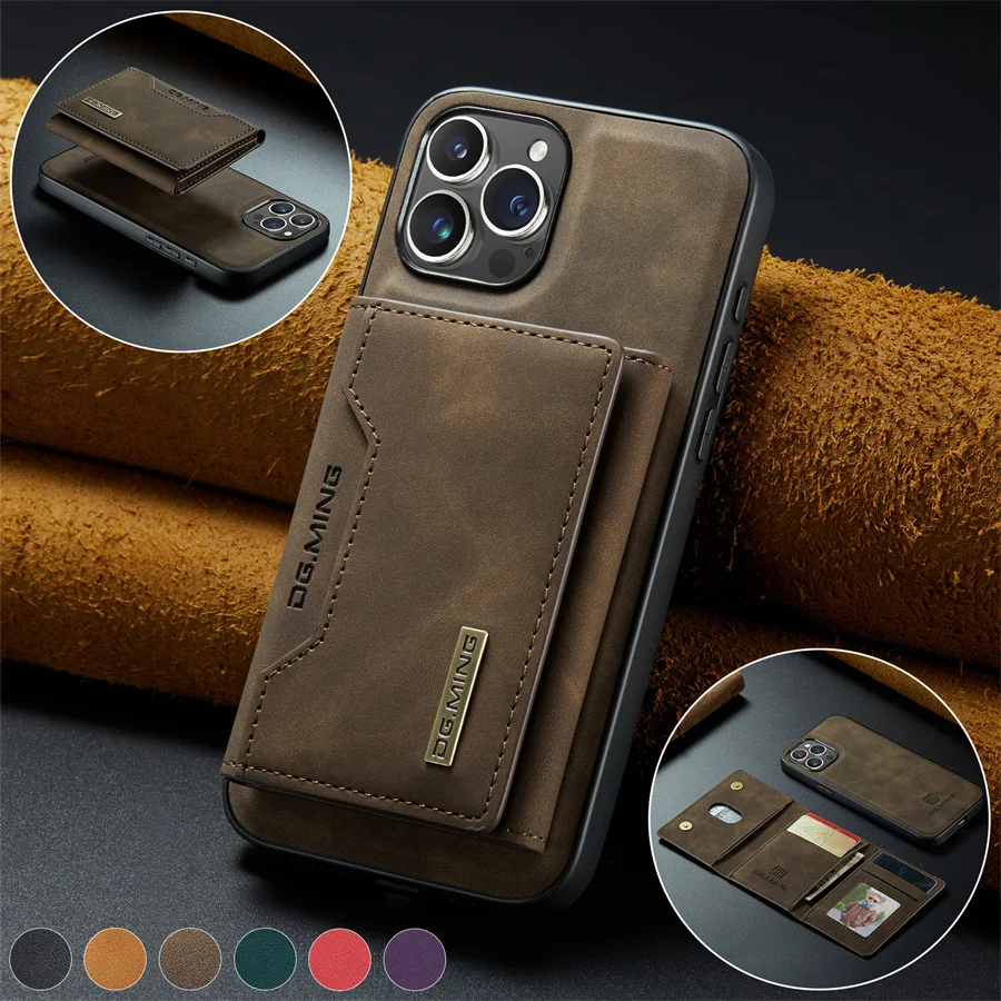 Deluxe Magnetic Leather Wallet Case with Detachable Card Holder