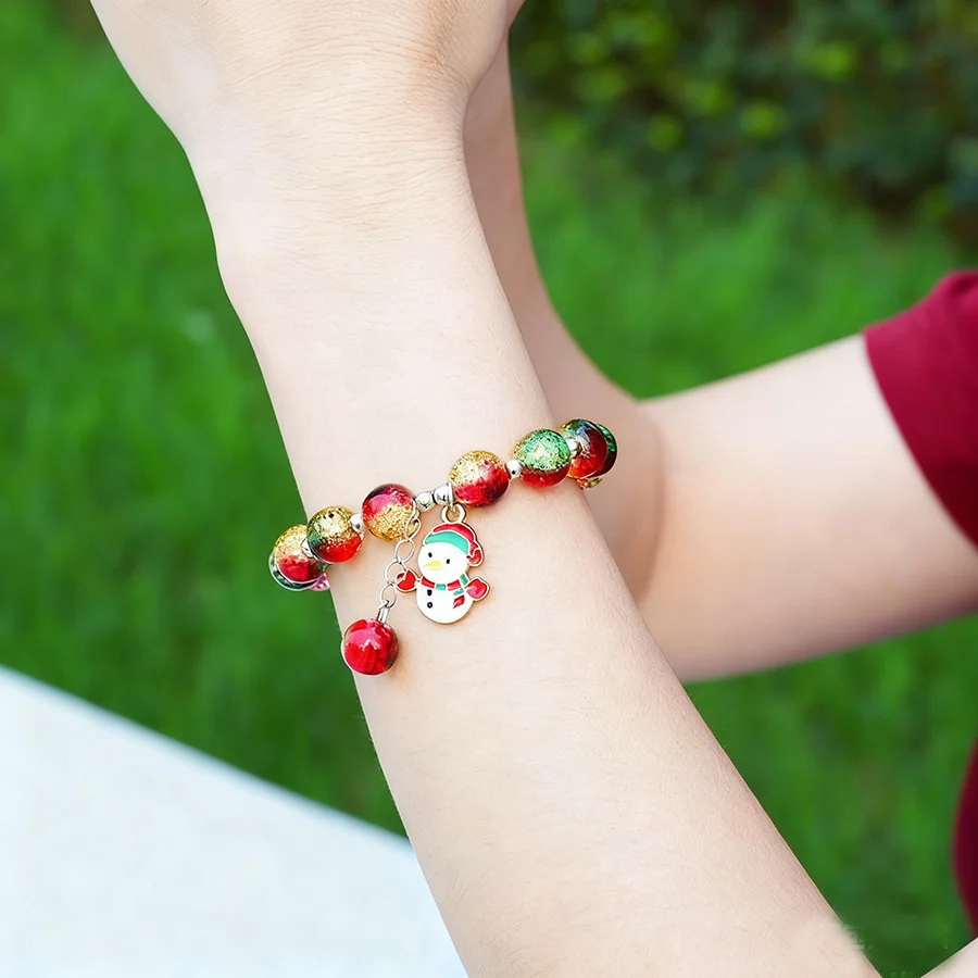 Glass Beads Christmas Bracelet for Women