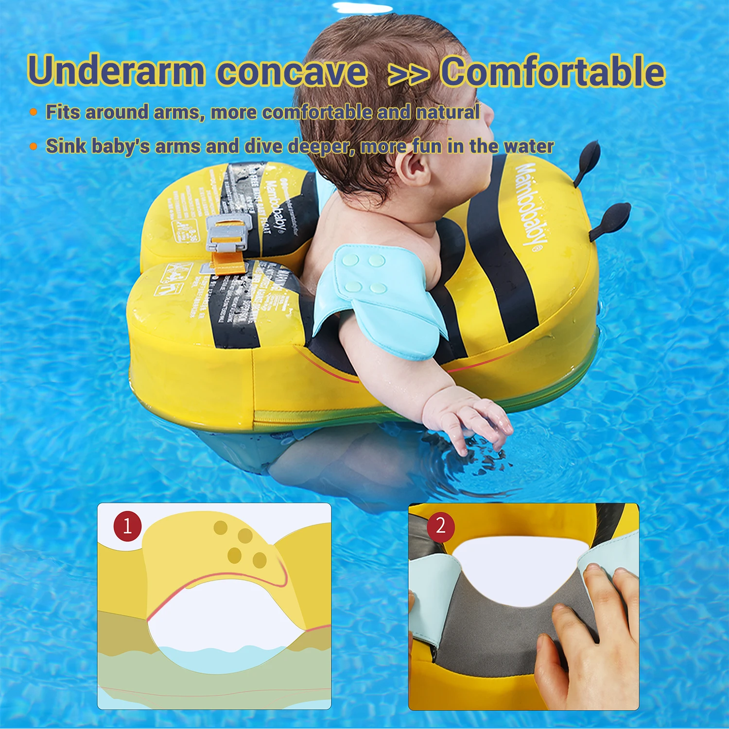 Mambobaby VIP Dropshipping Non-Inflatable Baby  Floats with Canopy  Underarm Swimming  Floater Spa Buoy Trainer Suppliers 6