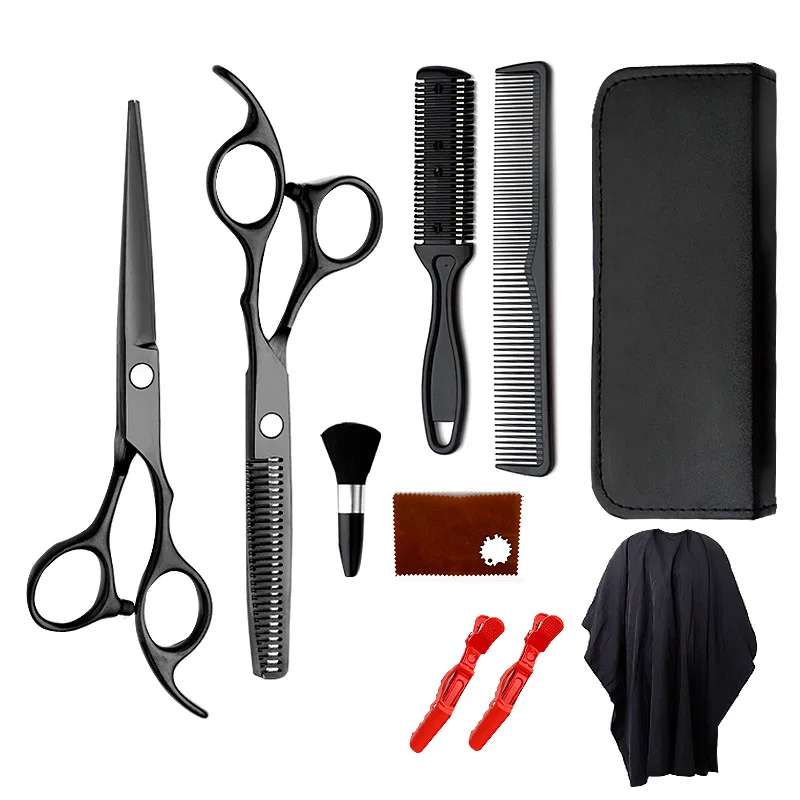 Conjunto de Tesoura de Barbeiro Clippers de Cabelo Tesouras de Corte de Cabelo Galvanizado Plana Dentes Tesoura Franja Fina Ferramenta 1 Computers & Electronics
