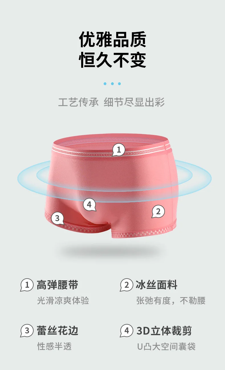 Description Picture 4 of itemHot Selling Ice Silk Men Underwear Seamless Transparent Boxer Shorts Ultra-thin Breathable Comfortable Panties Men's Boxers