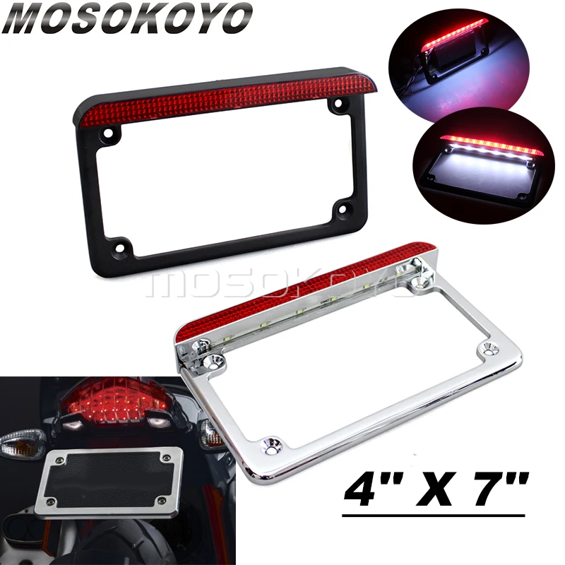 

Кронштейн для рамки номерного знака мотоцикла со светодиодным стоп-сигналом для Harley Touring Softail Dyna Sportster Chopper Bobber Honda