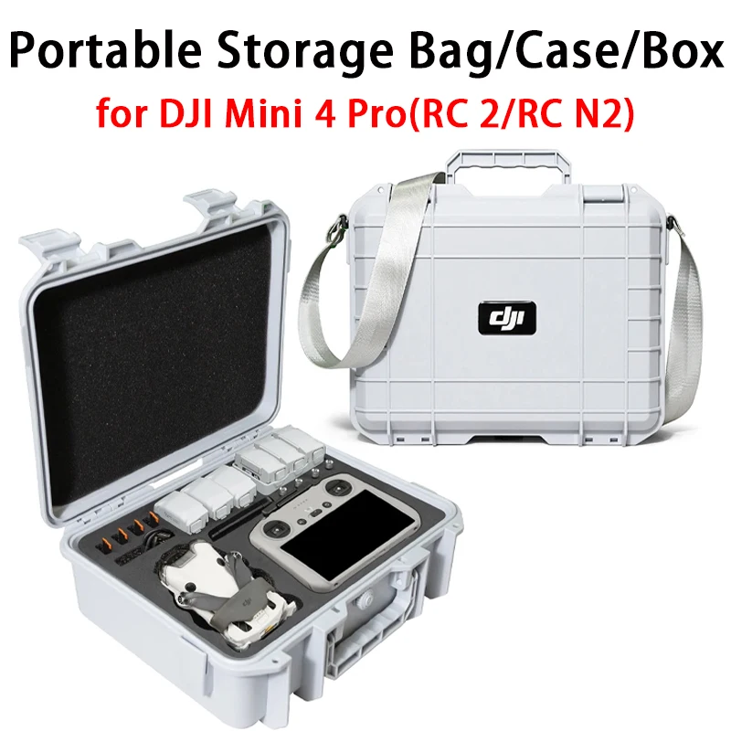 Storage Box Portable Suitcase Hard Shell RC 2/RC N2 Case for DJI Mini 4 Pro Explosion-proof Box with Lanyard