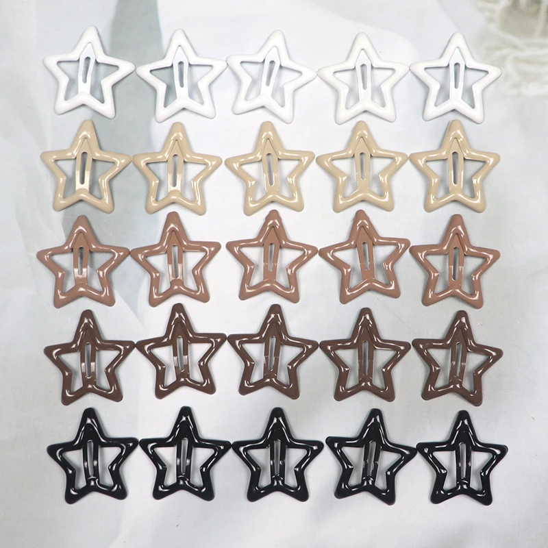 5/10/20Pcs Trendy Kaffee Stern Haar Clips Bunte Fünfzackigen Stern Y2k Haar Zubehör Universal Metall barrettes Pony BB Clip – Detail 12