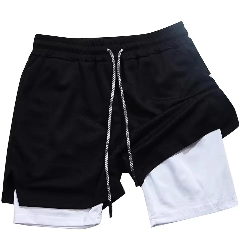 Trendy printed men's sports shorts, fitness running shorts, 2-in-1 quick drying training shorts, summer running shorts 6