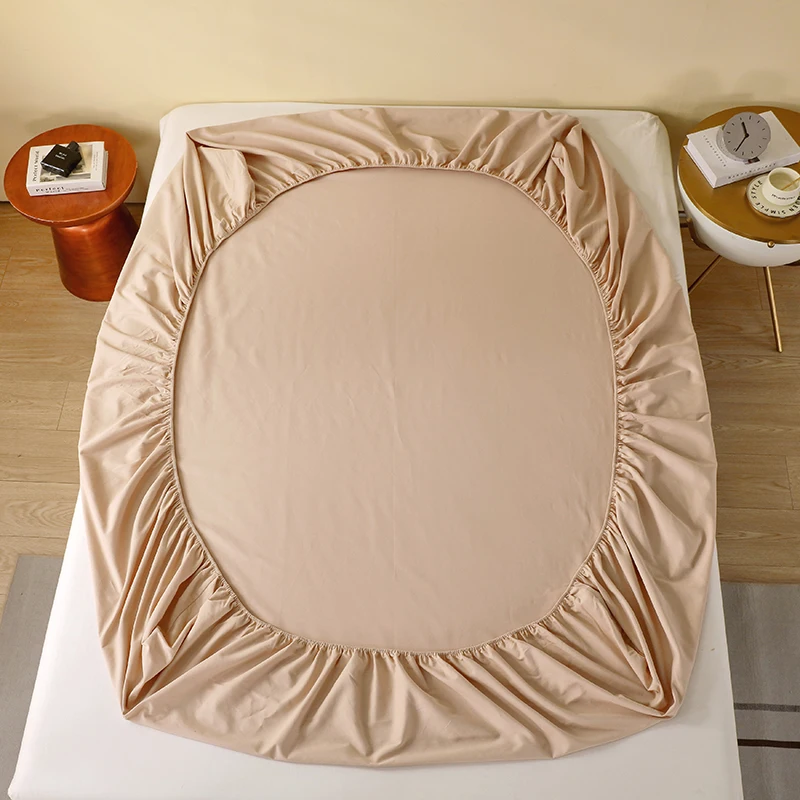 High-Quality Cotton Mattress Cover with Elastic Band, Monochromatic Bedsheet, Single, Double, Full, Queen Size, Fitted Sheet