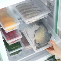 Nouvelle boîte de stockage des aliments transparente, plateau de vidange, organisateur de réfrigérateur scellé avec couvercle, boîte de rangement congelée pour réfrigérateur 2