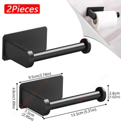 Adhesive Toilet Paper Holder - Bathroom & Kitchen Storage Accessory (2Pcs Black Holder B)