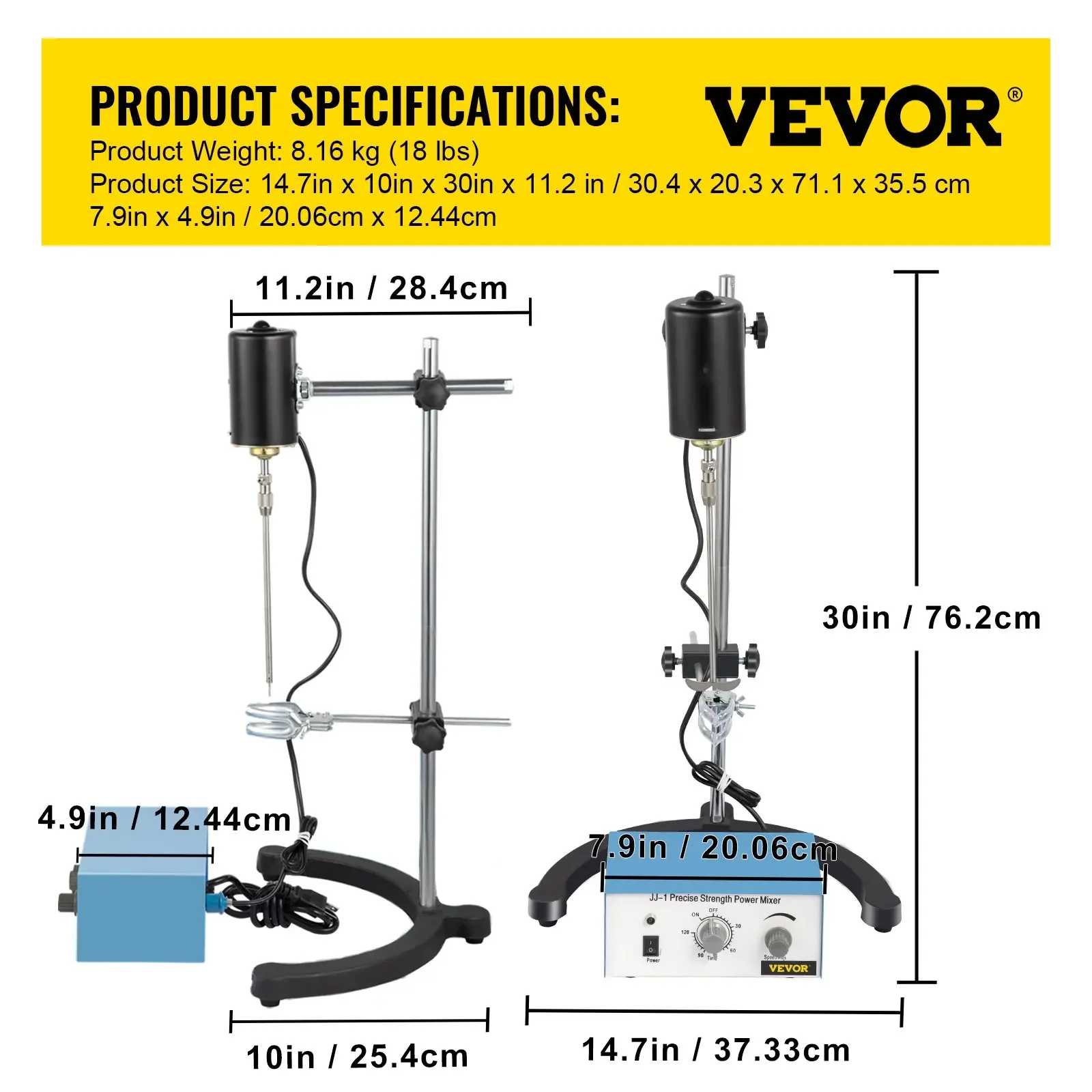 VEOVR 3000RPM Electric Overhead Stirrer Mixer Magnetic Agitador