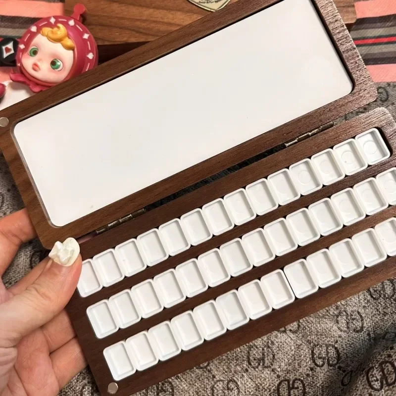 

Painting Empty Travel Grid Paint Artist Portable Storage Supplies Watercolor 24/42 Box Palette Walnut Art