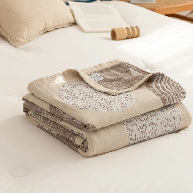 Adult Children Thin Air-conditioning Bedspread Baby Blanket Bedding Five-layer Gauze Muslin Sofa printed bedspread