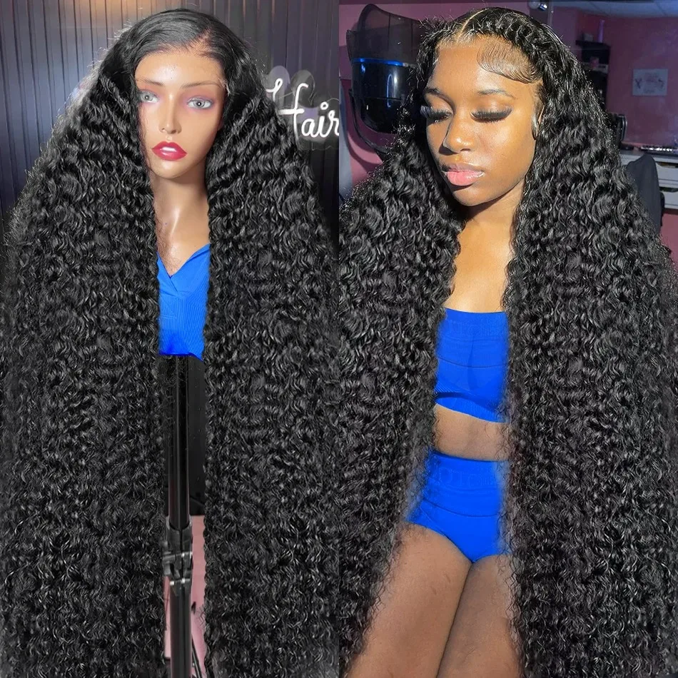 250 Density 30 40 Inch 13x6 HD Transparent Loose Deep Wave Lace Frontal Wig Human Hair Remy Curly 13x4 Lace Front Wigs For Women