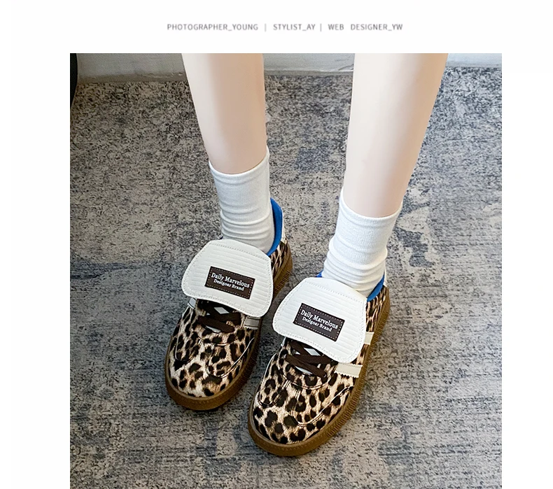 Description Picture 6 of itemFashion Leopard Sneakers Woman Comfortable Soft Skateboard Shoe Women Low Cut Leather Women's Skate Shoes zapatillas de mujer