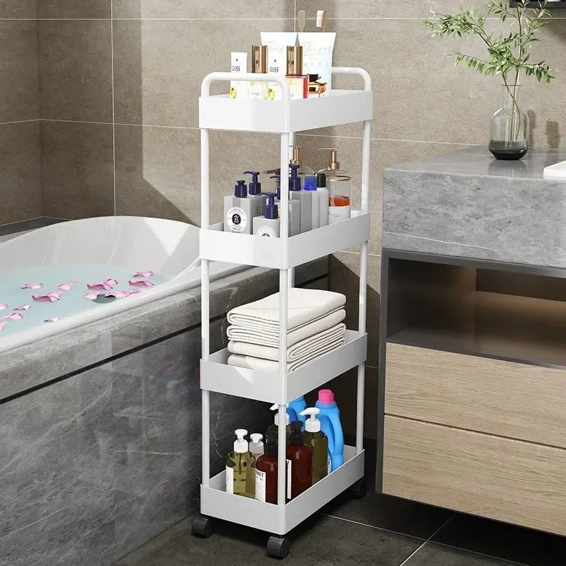 4 Floors Home Bathroom Mobile Storage Rack Beauty Salon Trolley Shelf Portable Clip-in Storage Rack Multi-Layer Snack Rack 3
