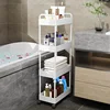 4 Floors Home Bathroom Mobile Storage Rack Beauty Salon Trolley Shelf Portable Clip-in Storage Rack Multi-Layer Snack Rack 3
