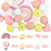 26Pcs/Set Baby Silicone Beads Teether Teething Rainbow Hot Air Balloons Beads Beads BPA Free For Makeing Pacifier Clips Necklace 5