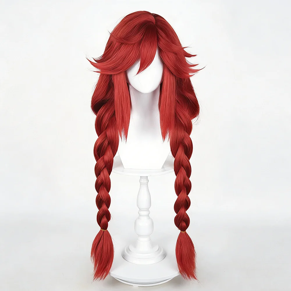 Generic Red Braided Heat-Resistant Synthetic Wig for Cosplay Events