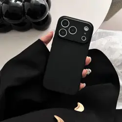 Luxury Ultrathin Pebbled Leather Shockproof Case with Soft Rubber Frame - iPhone 15 Plus (Black)