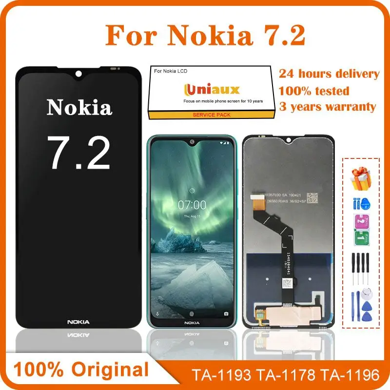 

6.3" Original For Nokia 7.2 LCD Display TA-1196 LCD Touch Screen Digitizer Assembly Replacement For Nokia 7.2 LCD Screens